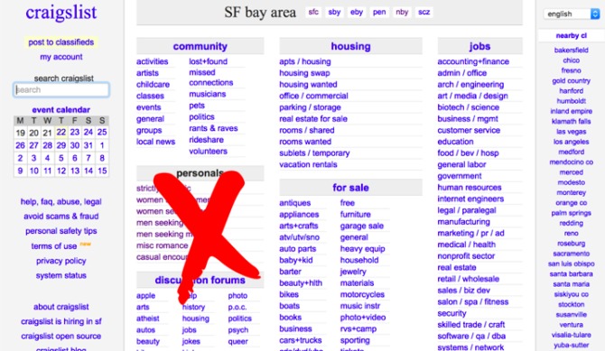 Congress effectively shuts down Craigslist personal ads ...