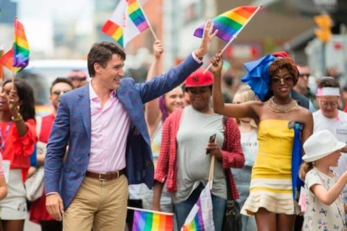 Canadian Prime Minister Justin Trudeau with trans activist Biko Beauttah at Pride Toronto